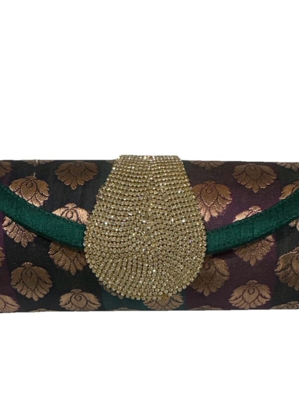 Elegant Green and Gold Evening Clutch
